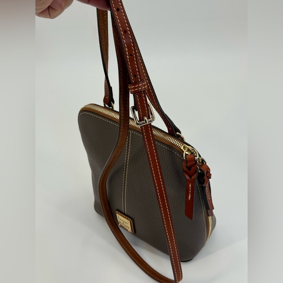 Dooney & Bourke Trixie Brown Pebbled Leather Dome Crossbody Brown Bag - Picture 11 of 16